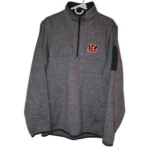 Men's Antigua Cincinnati Bengals Fleece-lined Pullover 1/4 Zip Sweater Sz Large
